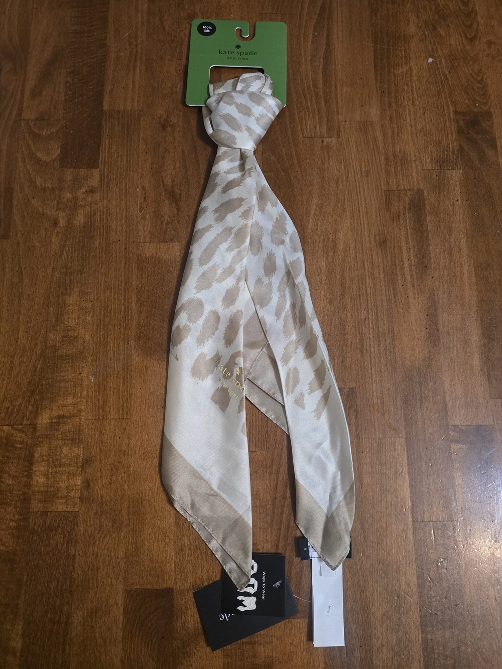kate spade beige and cream silk scarf